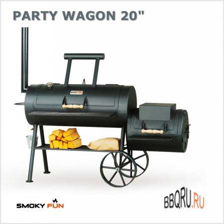 Гриль барбекю коптильня смокер Smoky Fun PARTY WAGON 20, с ножками на колесах фото в интернет-магазине BBQRU.RU