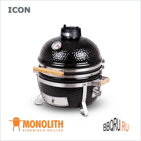 Керамический угольный гриль яйцо Monolith ICON черного цвета фото в интернет-магазине BBQRU.RU